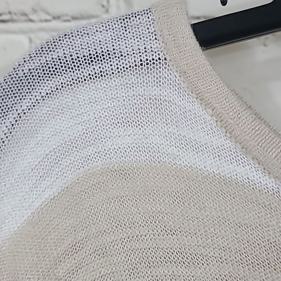 Express Tan Stripe Side Cinch Lightweight Slub Knit Sweater Neutral Small Top - Picture 6 of 9